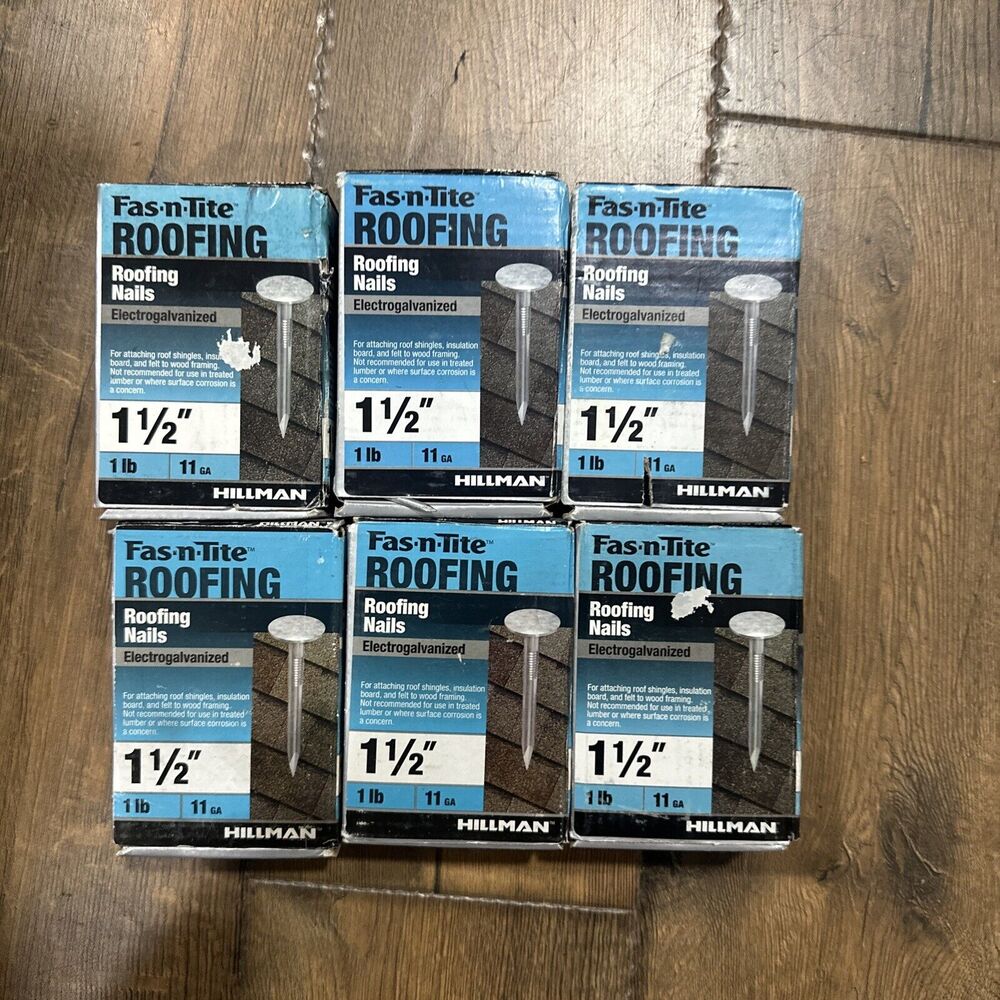 Lot Hillman Electro Galvanized Roofing Nails 11-Gauge 1-1/2" 461459 Lot Of 6